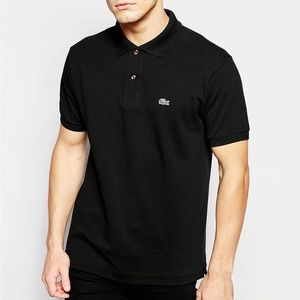 Lacoste Polo Shirt with Croc Logo Regular Fit in Black Size medium